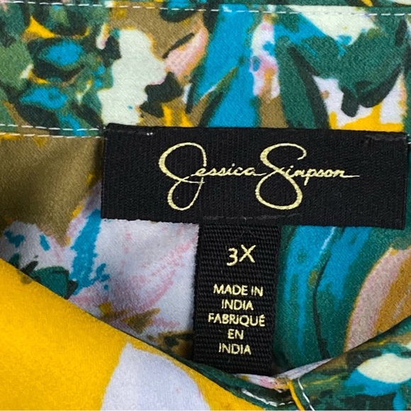 Jessica Simpson Shirt Women Size 3X Colorful Floral Fairy Button Down Careerwear - Picture 2 of 9